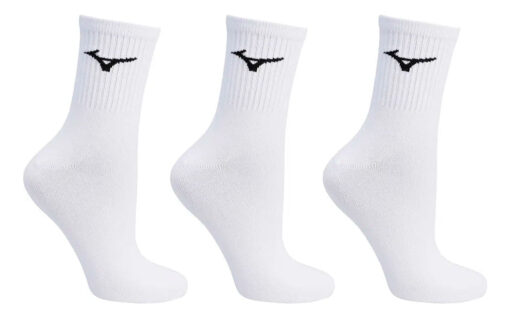 Kit 3 Pares Meias Esportivas Mizuno Cano Médio Branco/preto