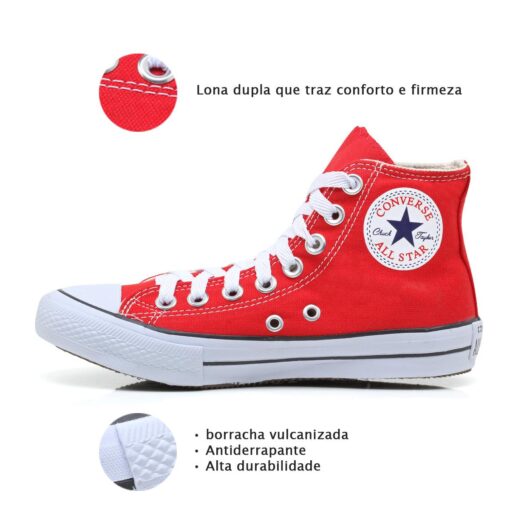 Combo 2 pares All Star cano alto Preto+Vermelho - Image 8