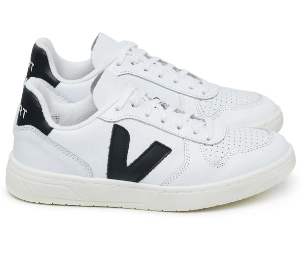 TÊNIS VERT V-10 COURO EXTRA BRANCO E PRETO